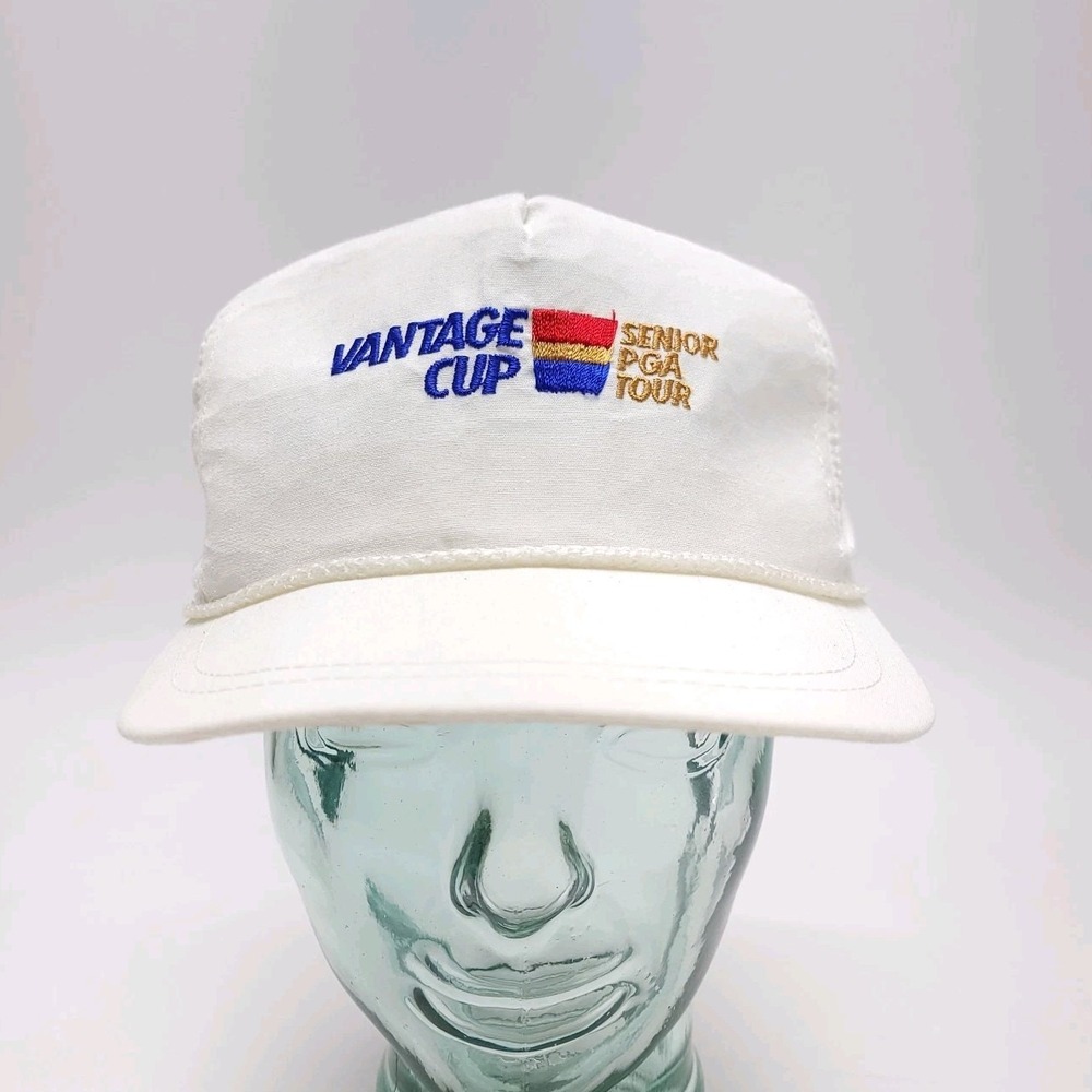 Vantage Cup Senior PGA Tour Hat Vintage Baseball Golf Cap Off White USA